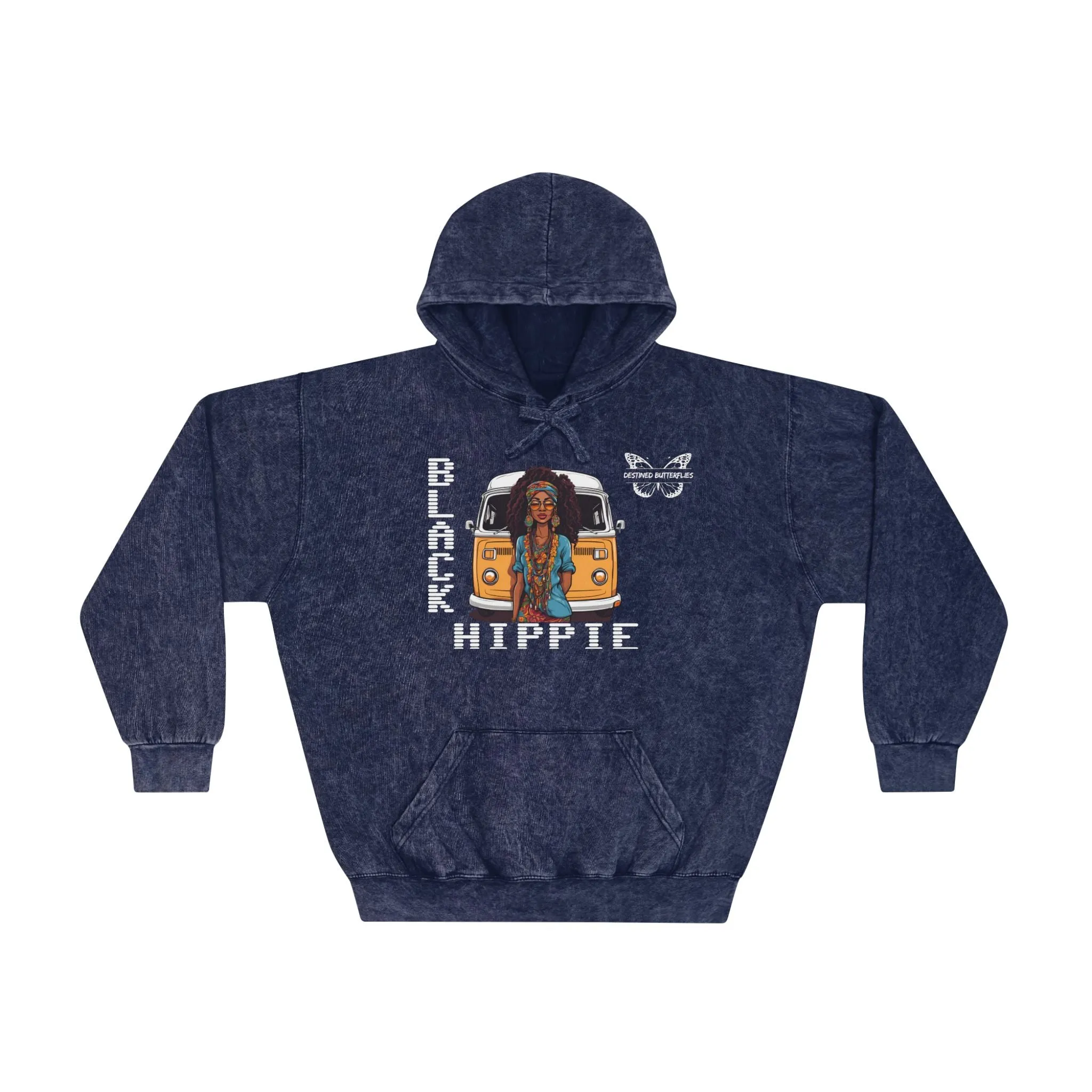 Black Hippie Mineral Wash Hoodie - Free Spirit