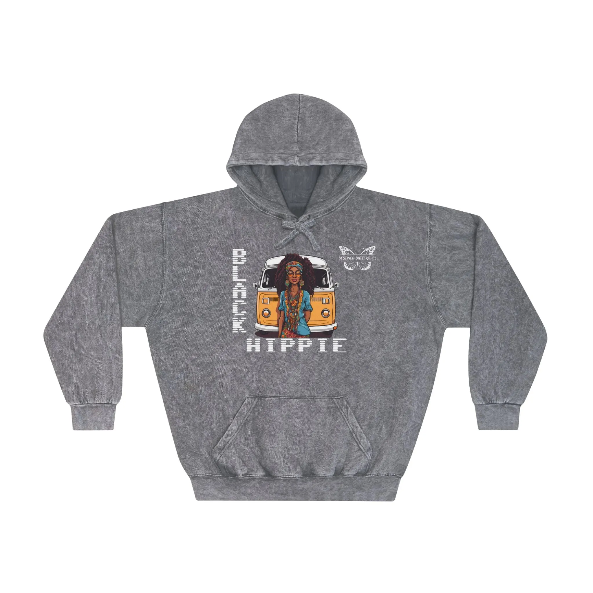 Black Hippie Mineral Wash Hoodie - Free Spirit