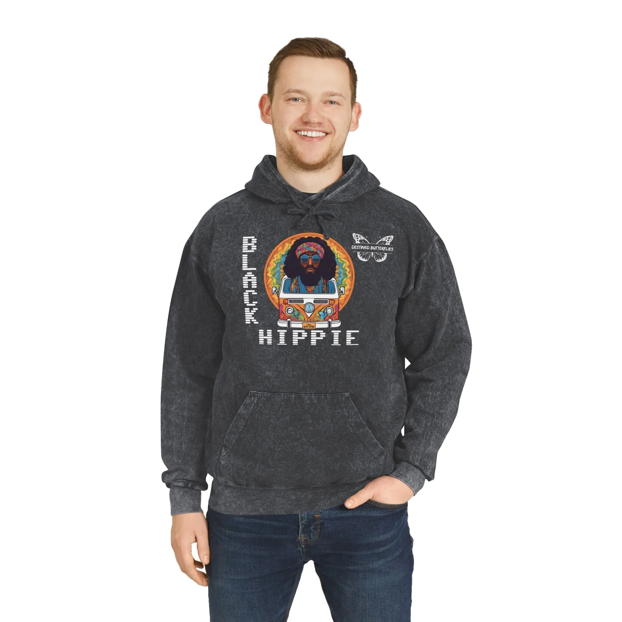 Black Hippie Mineral Wash Hoodie – Retro Van Life
