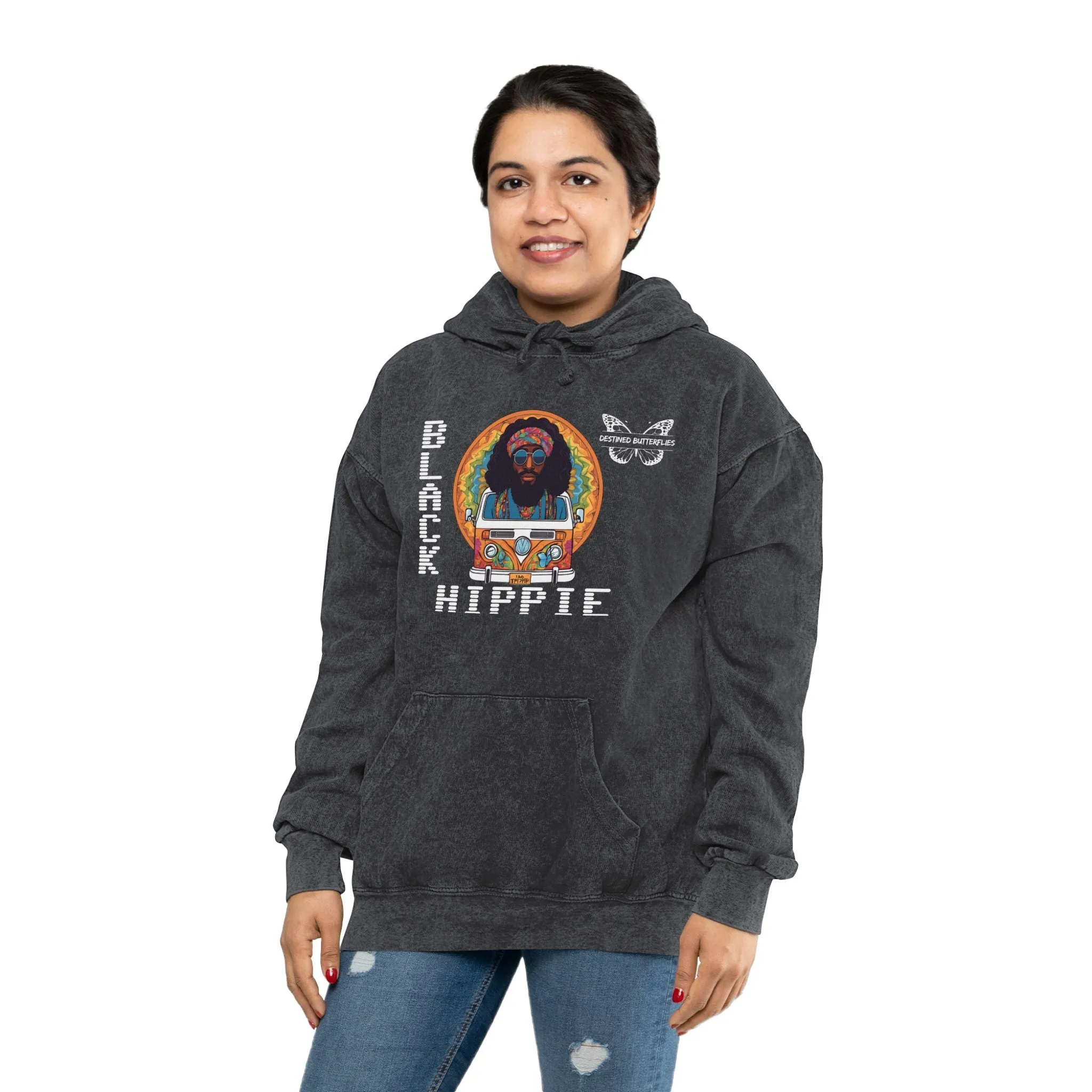 Black Hippie Mineral Wash Hoodie – Retro Van Life