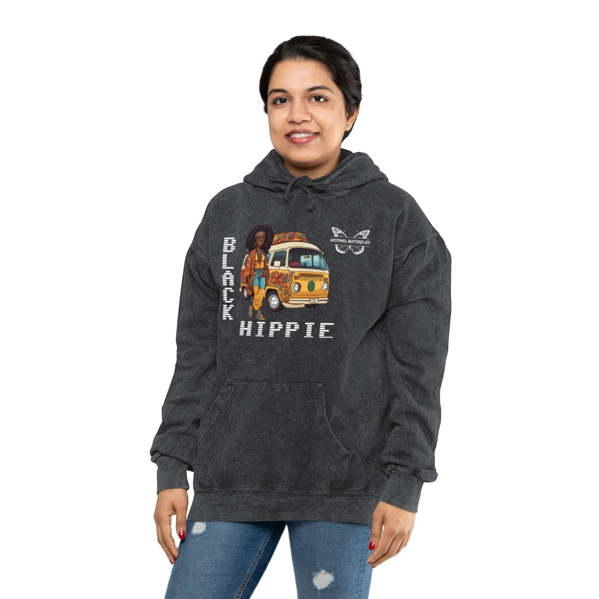 Black Hippie Mineral Wash Hoodie - Ride the Vibe