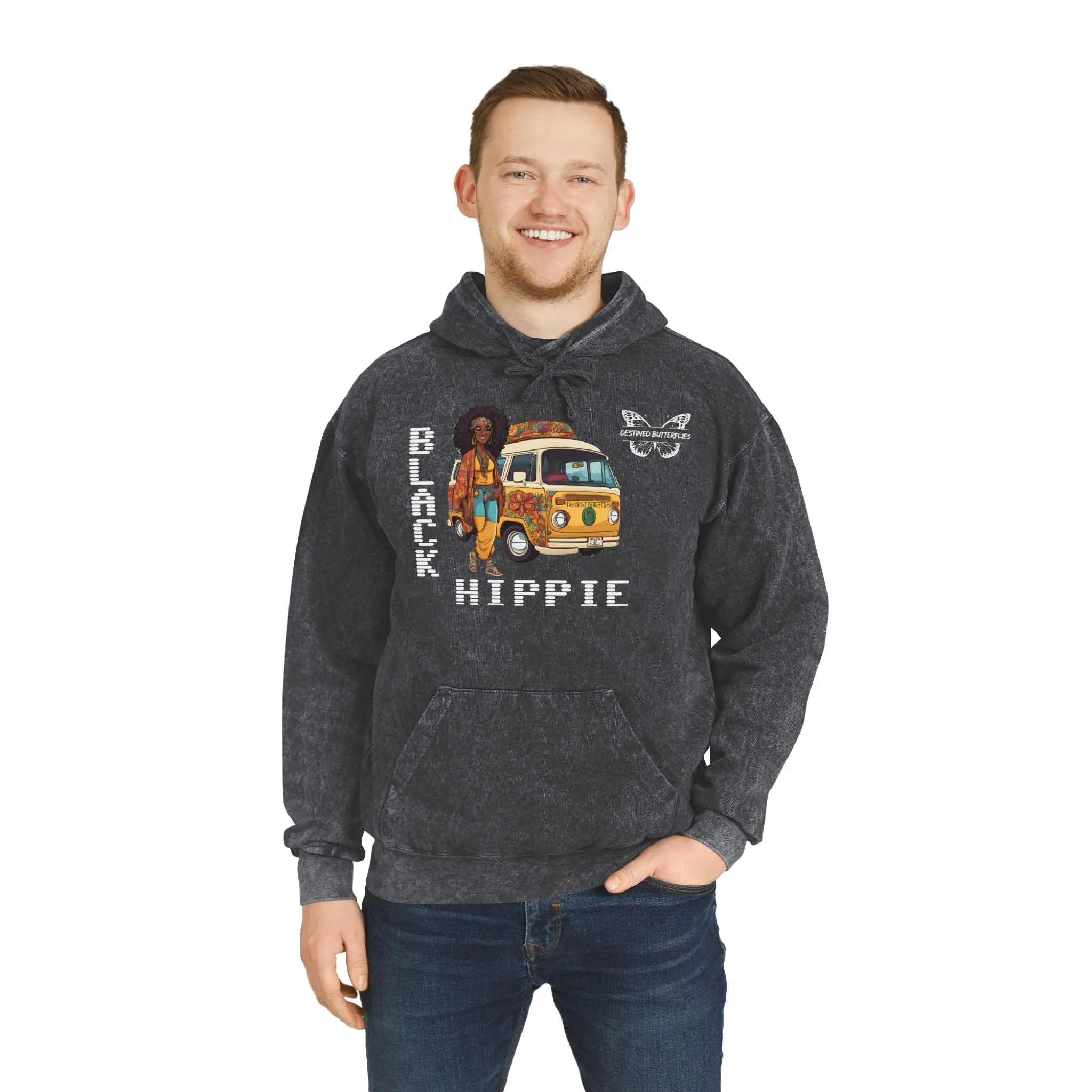 Black Hippie Mineral Wash Hoodie - Ride the Vibe