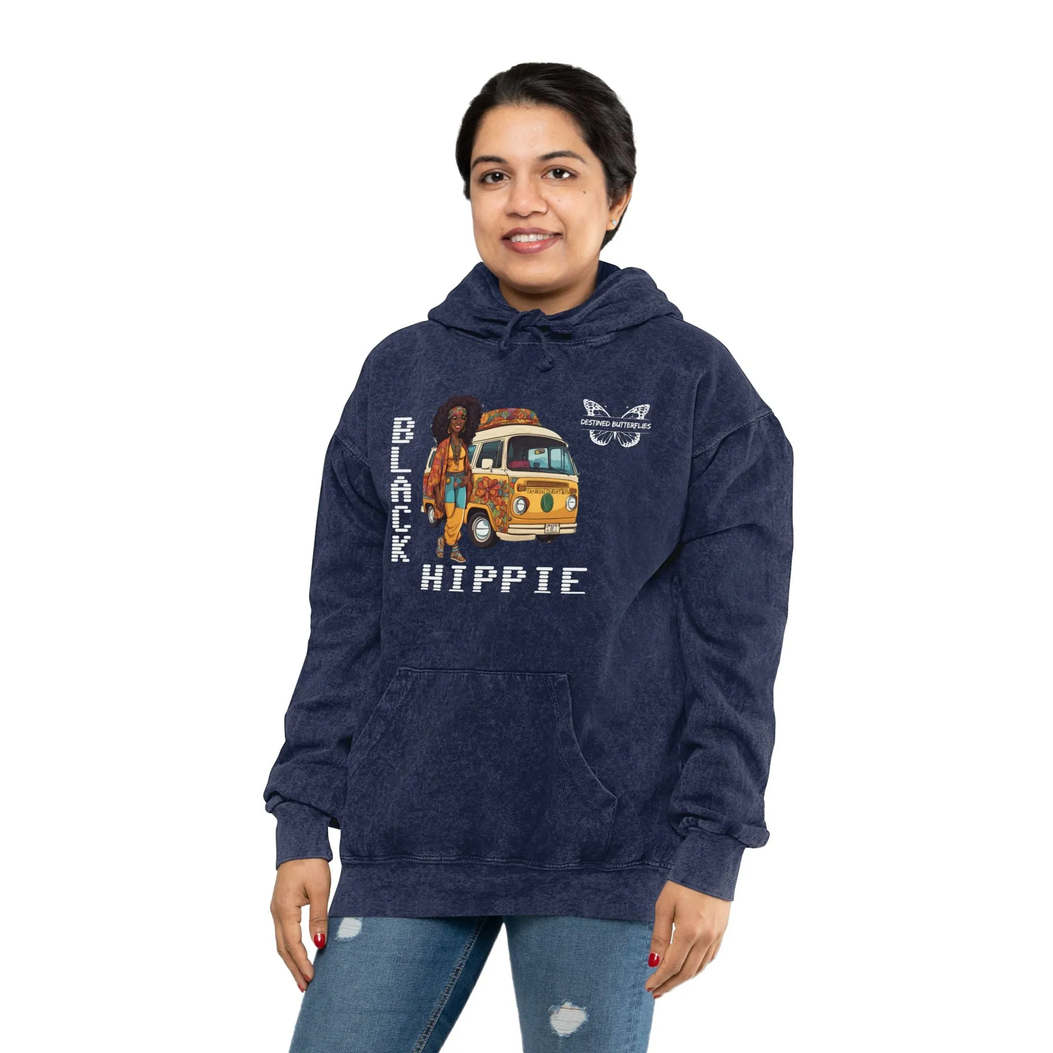 Black Hippie Mineral Wash Hoodie - Ride the Vibe