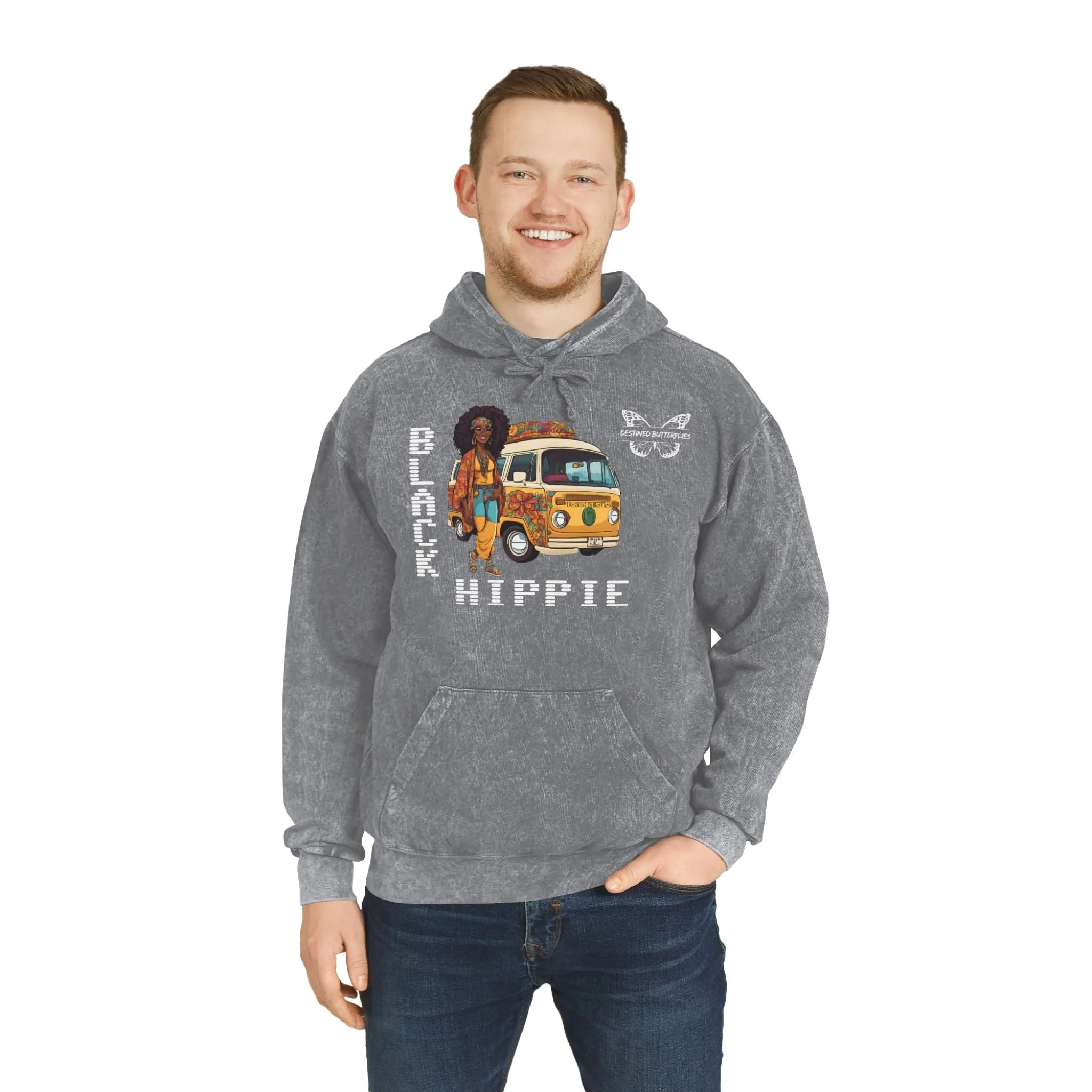 Black Hippie Mineral Wash Hoodie - Ride the Vibe