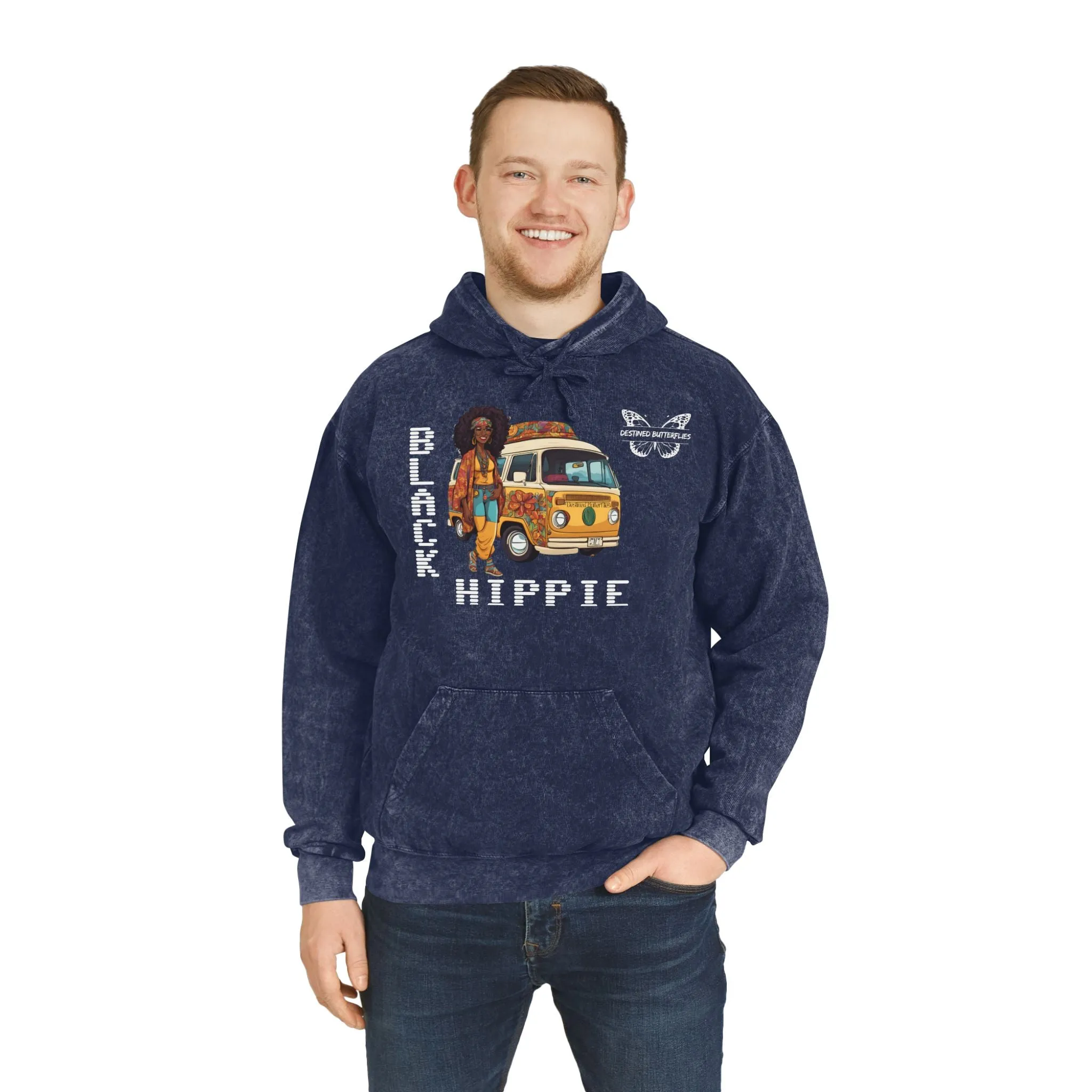 Black Hippie Mineral Wash Hoodie - Ride the Vibe