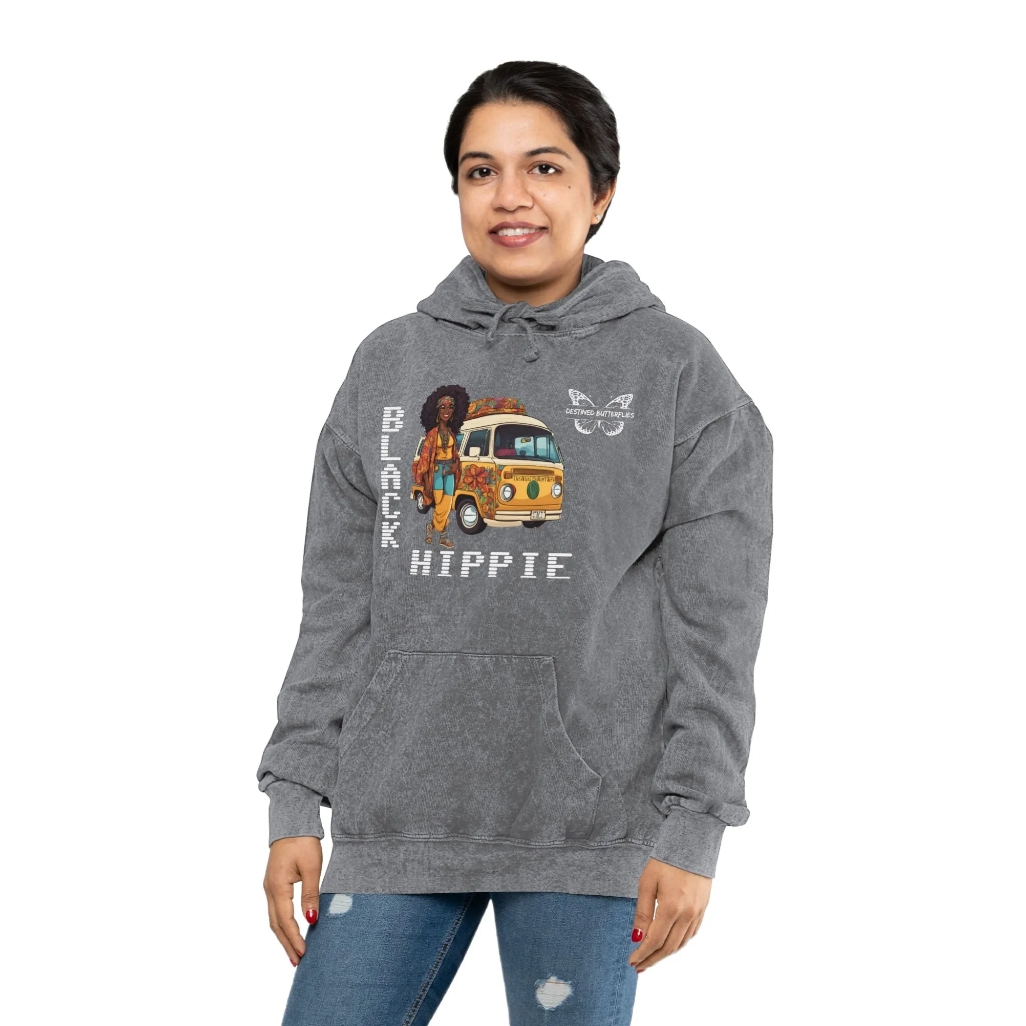 Black Hippie Mineral Wash Hoodie - Ride the Vibe