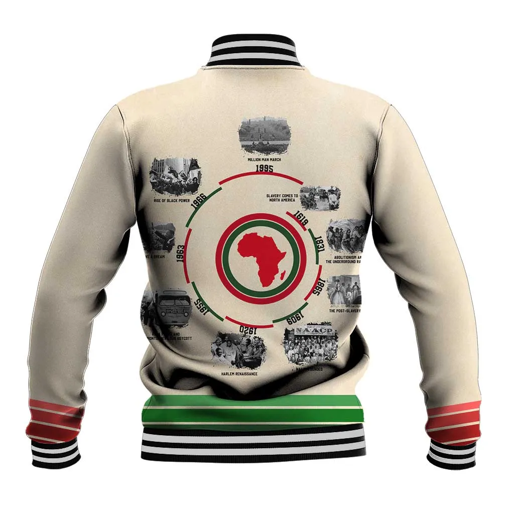 Black History Milestones - African Timeline Baseball Jacket DT02