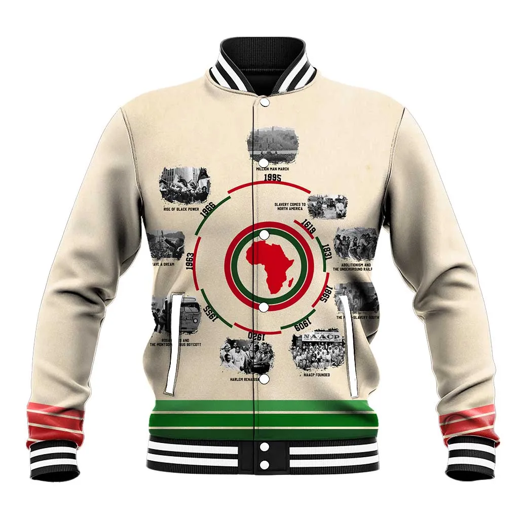 Black History Milestones - African Timeline Baseball Jacket DT02