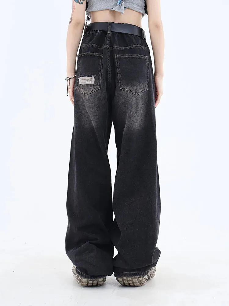 Black Loose Ripped Jeans