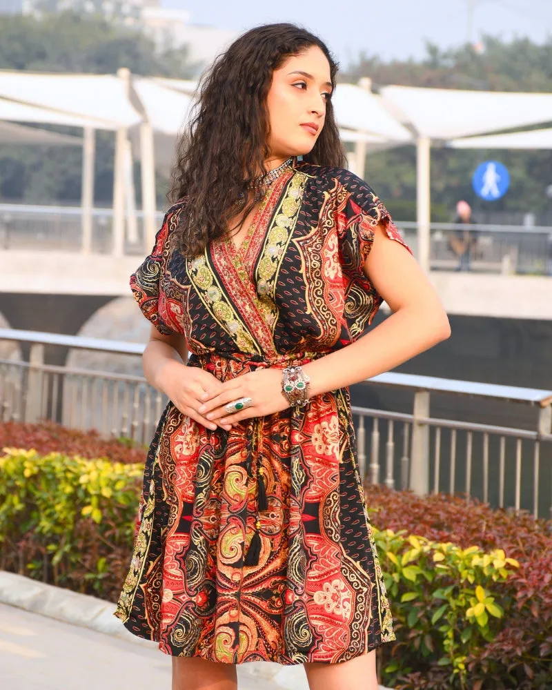 Black scarlet boho mini dress