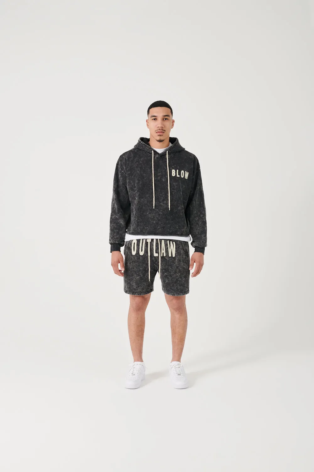 BLACK STONE WASHED HOODIE