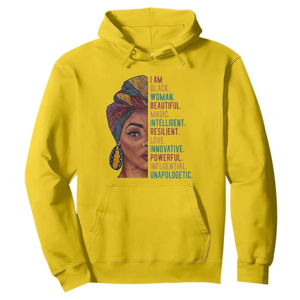 Black Woman Hoodie Beautiful Magic Intelligent Resilient Love African American Pride TS01