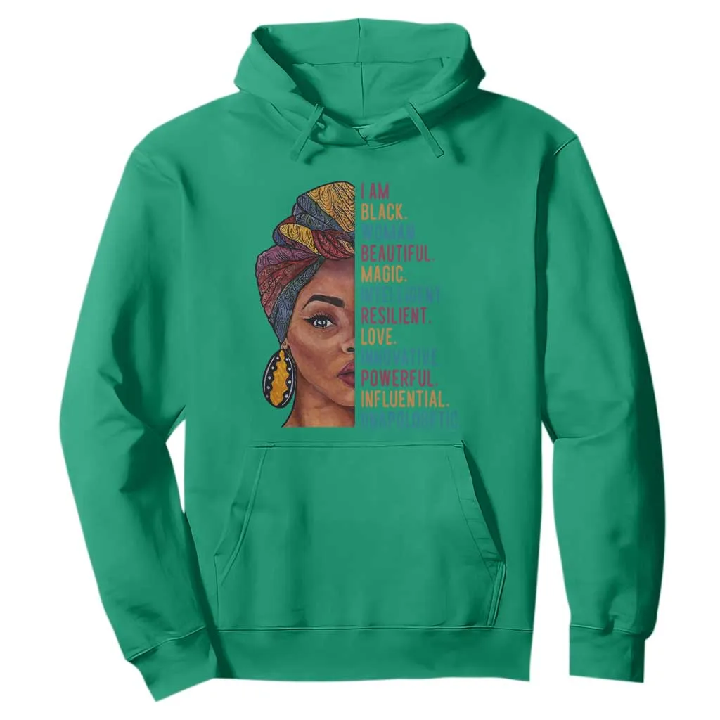 Black Woman Hoodie Beautiful Magic Intelligent Resilient Love African American Pride TS01