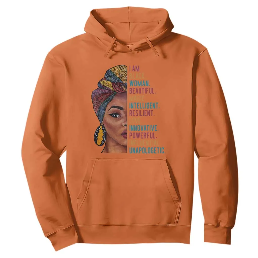 Black Woman Hoodie Beautiful Magic Intelligent Resilient Love African American Pride TS01