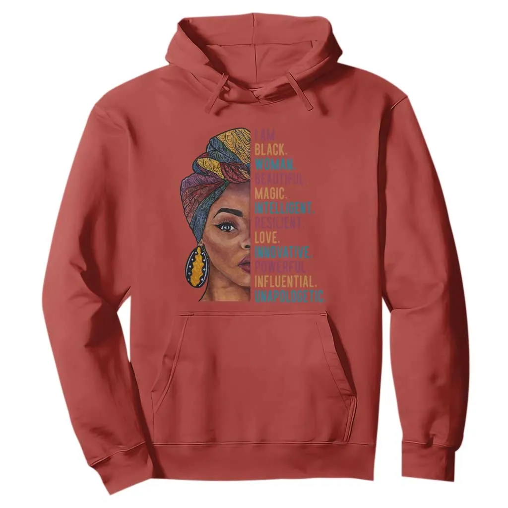 Black Woman Hoodie Beautiful Magic Intelligent Resilient Love African American Pride TS01