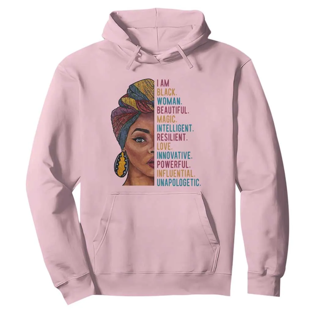 Black Woman Hoodie Beautiful Magic Intelligent Resilient Love African American Pride TS01