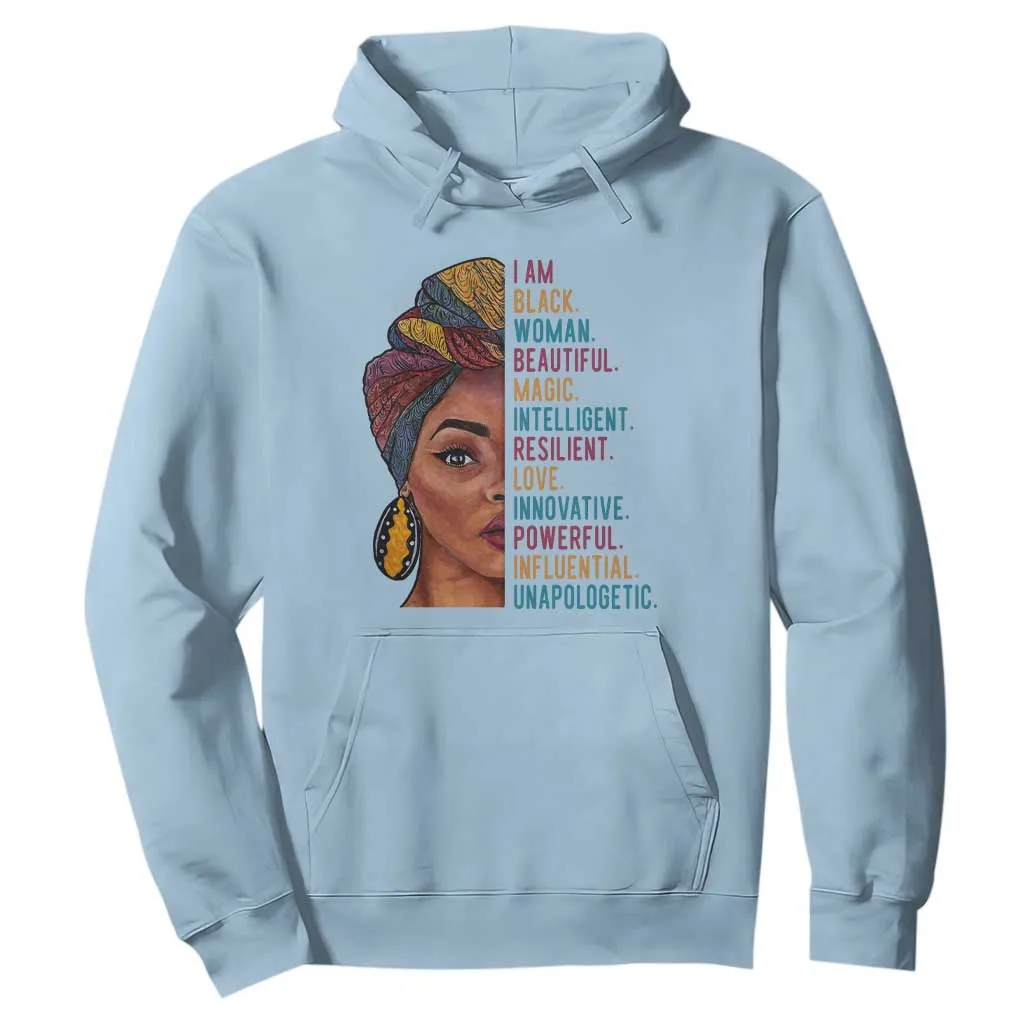 Black Woman Hoodie Beautiful Magic Intelligent Resilient Love African American Pride TS01