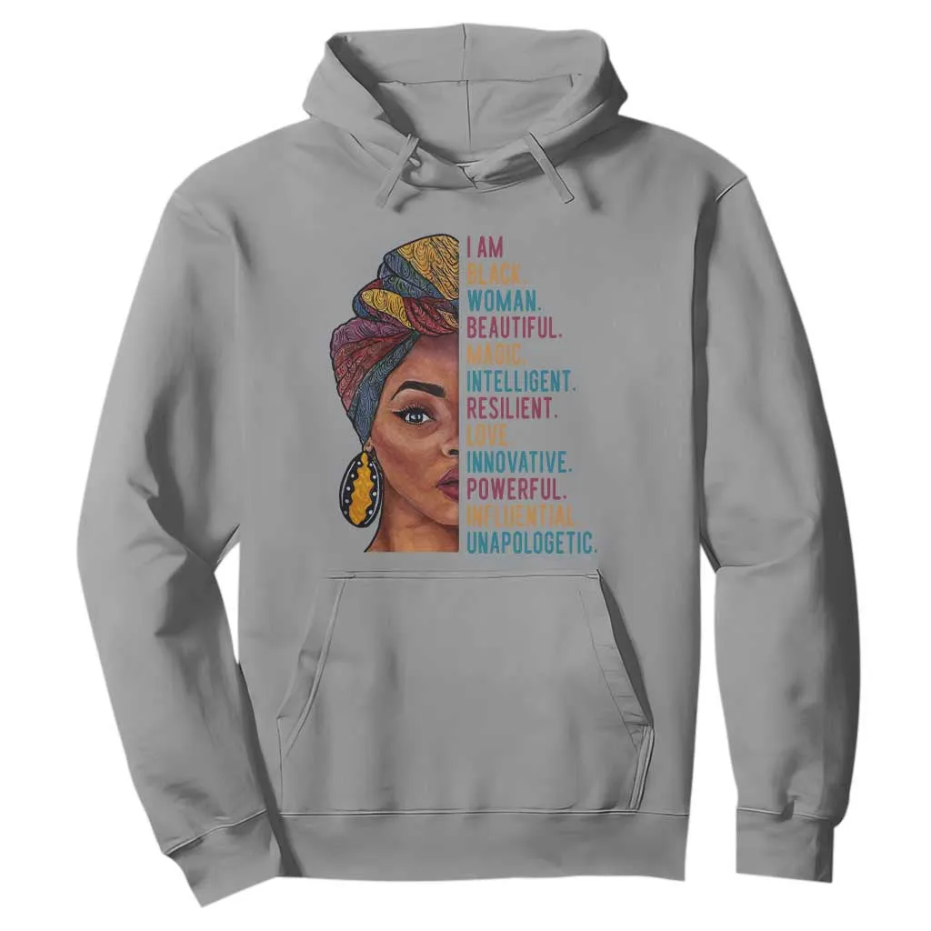 Black Woman Hoodie Beautiful Magic Intelligent Resilient Love African American Pride TS01