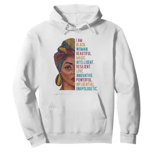 Black Woman Hoodie Beautiful Magic Intelligent Resilient Love African American Pride TS01