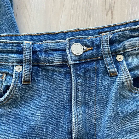Blank NYC Great Jones Distressed Raw Hem Ripped Baggy Straight High Rise Jeans