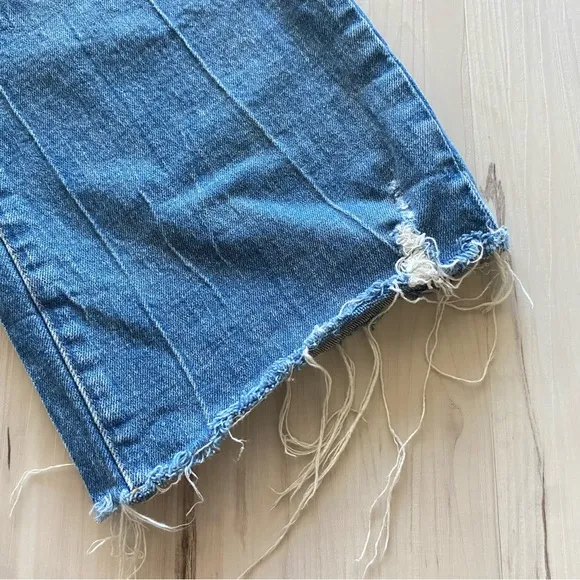 Blank NYC Great Jones Distressed Raw Hem Ripped Baggy Straight High Rise Jeans