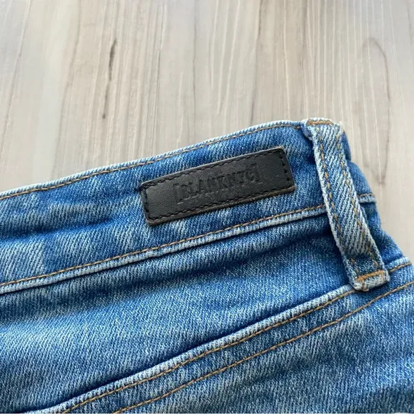Blank NYC Great Jones Distressed Raw Hem Ripped Baggy Straight High Rise Jeans