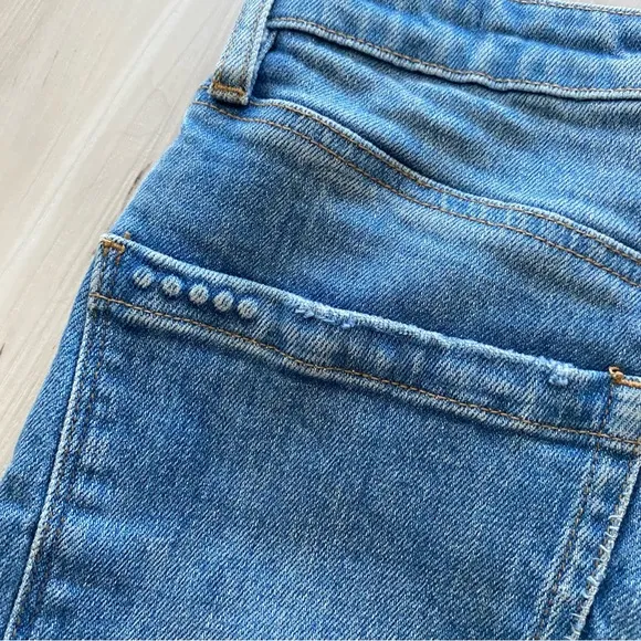Blank NYC Great Jones Distressed Raw Hem Ripped Baggy Straight High Rise Jeans
