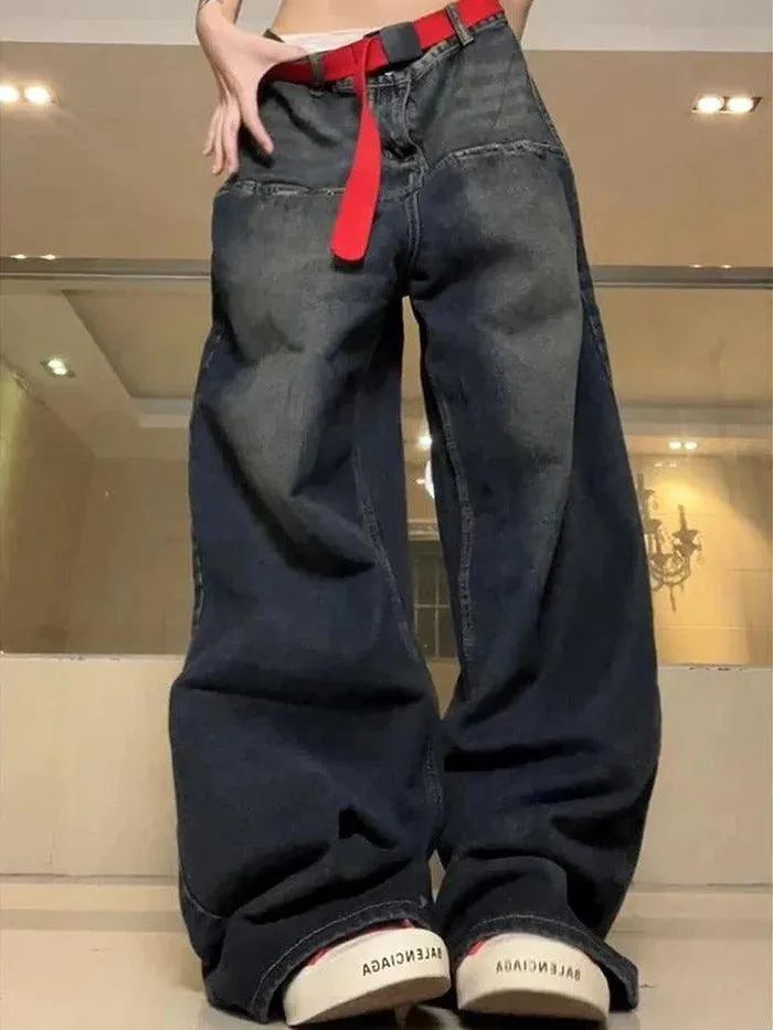 Blue Vintage Washed Distressed Baggy Boyfriend Jeans