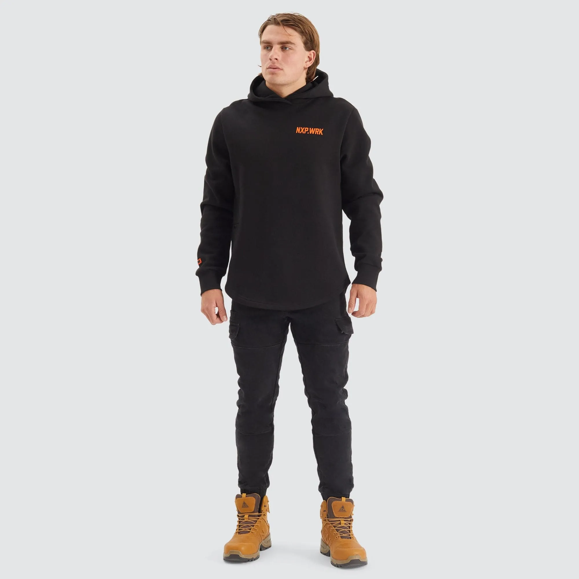 Blueprint Dual Curved Hoodie Solid Black