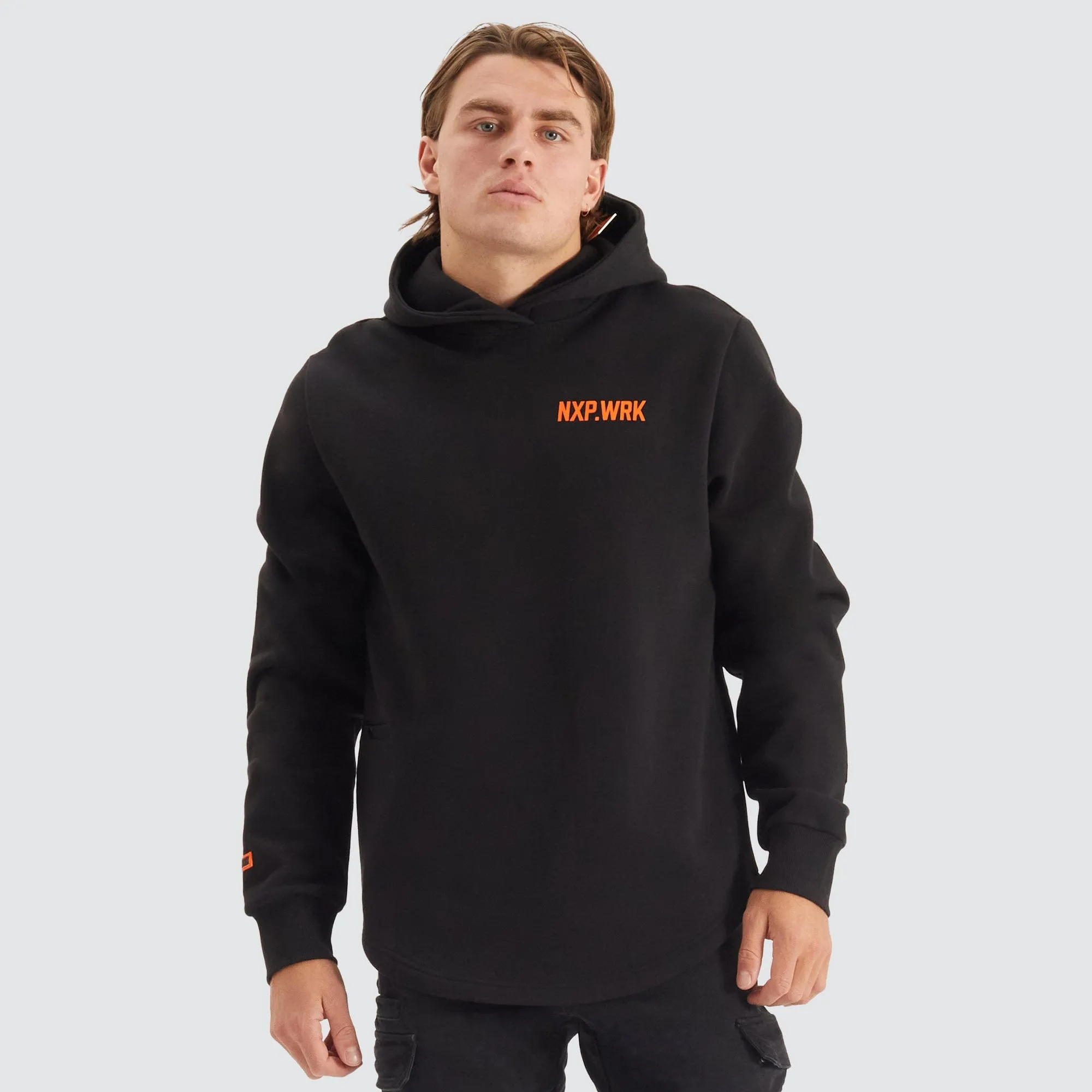Blueprint Dual Curved Hoodie Solid Black