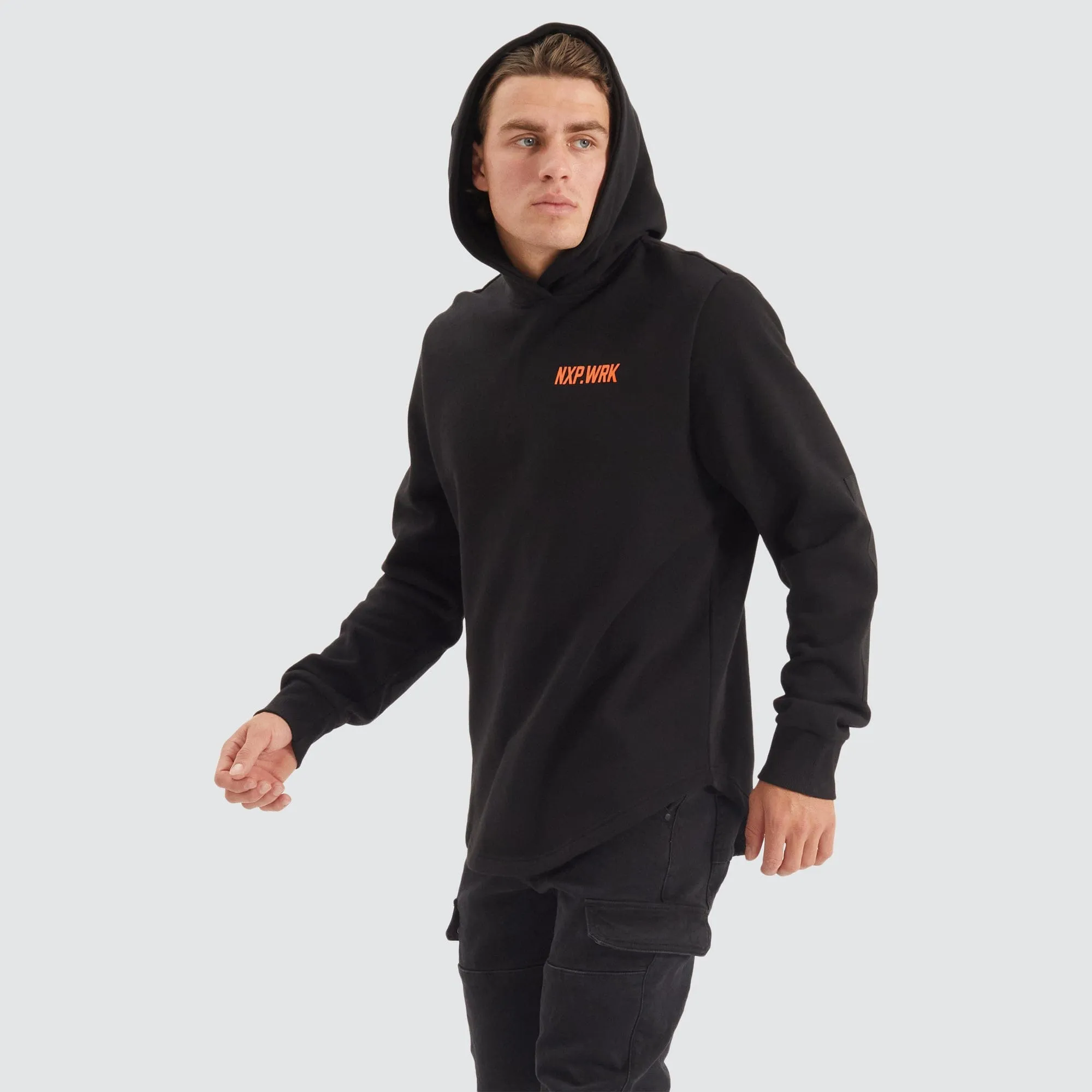 Blueprint Dual Curved Hoodie Solid Black