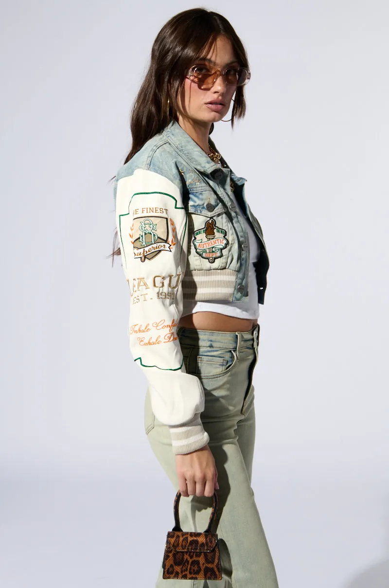 BORN TO WIN CROPPED BOMBER JACKET