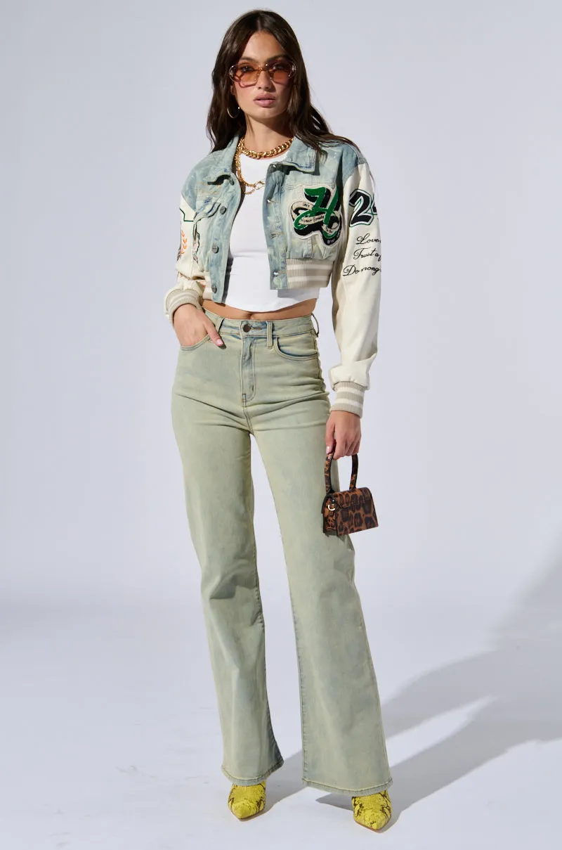 BORN TO WIN CROPPED BOMBER JACKET