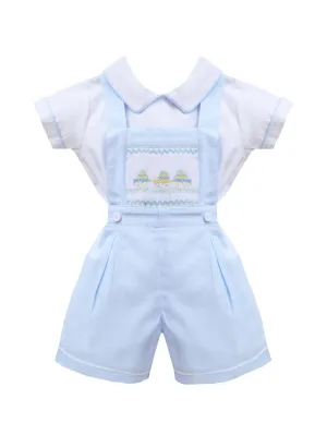 Boys Blue Cotton Dungaree Shorts Set
