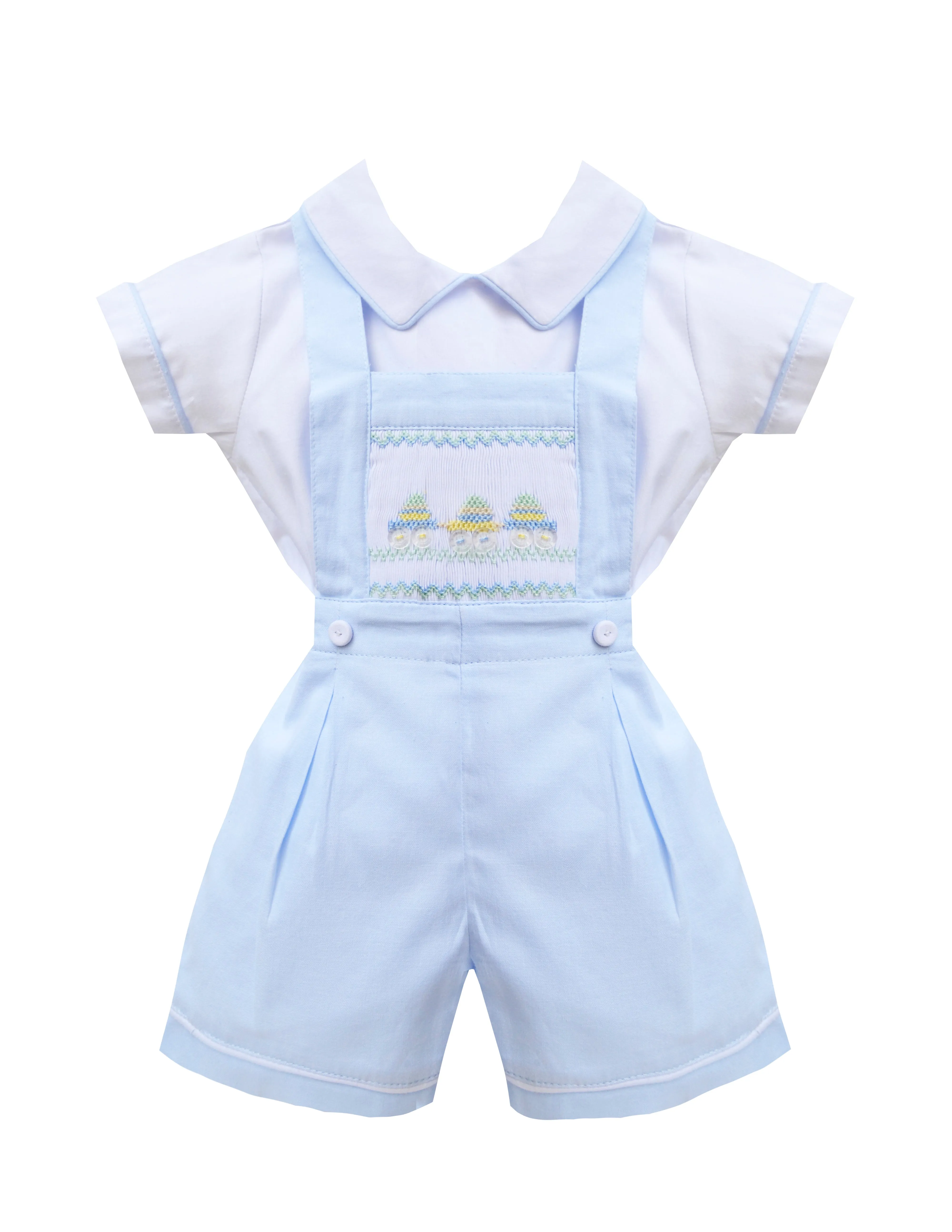 Boys Blue Cotton Dungaree Shorts Set