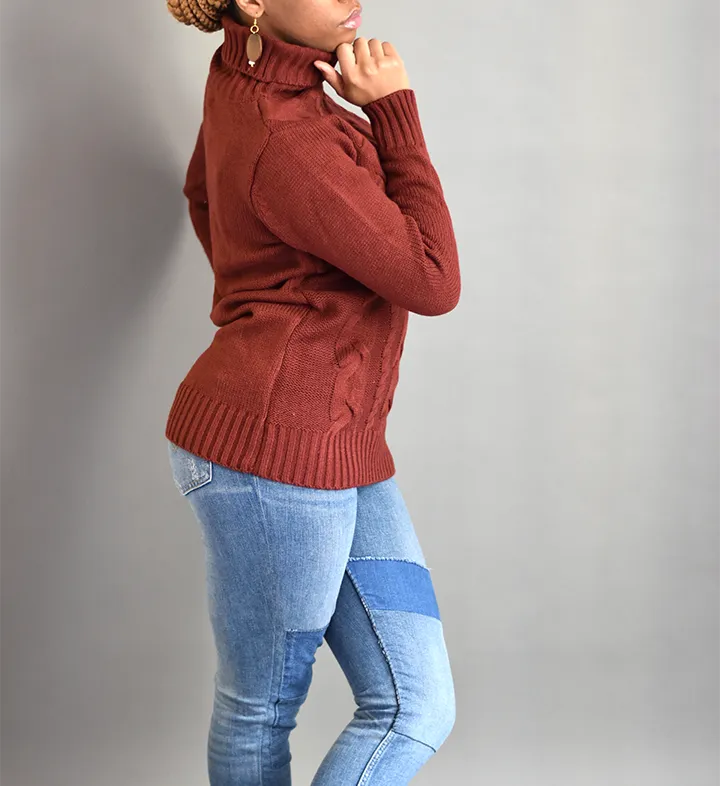 Braided Turtleneck Sweater