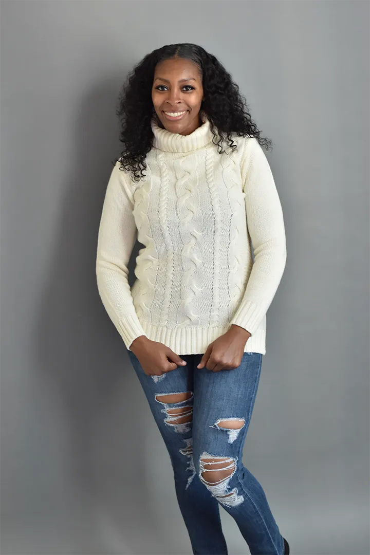 Braided Turtleneck Sweater
