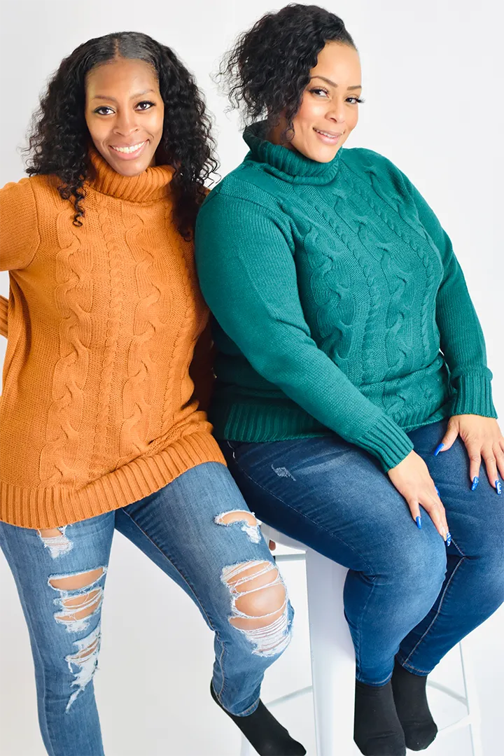 Braided Turtleneck Sweater