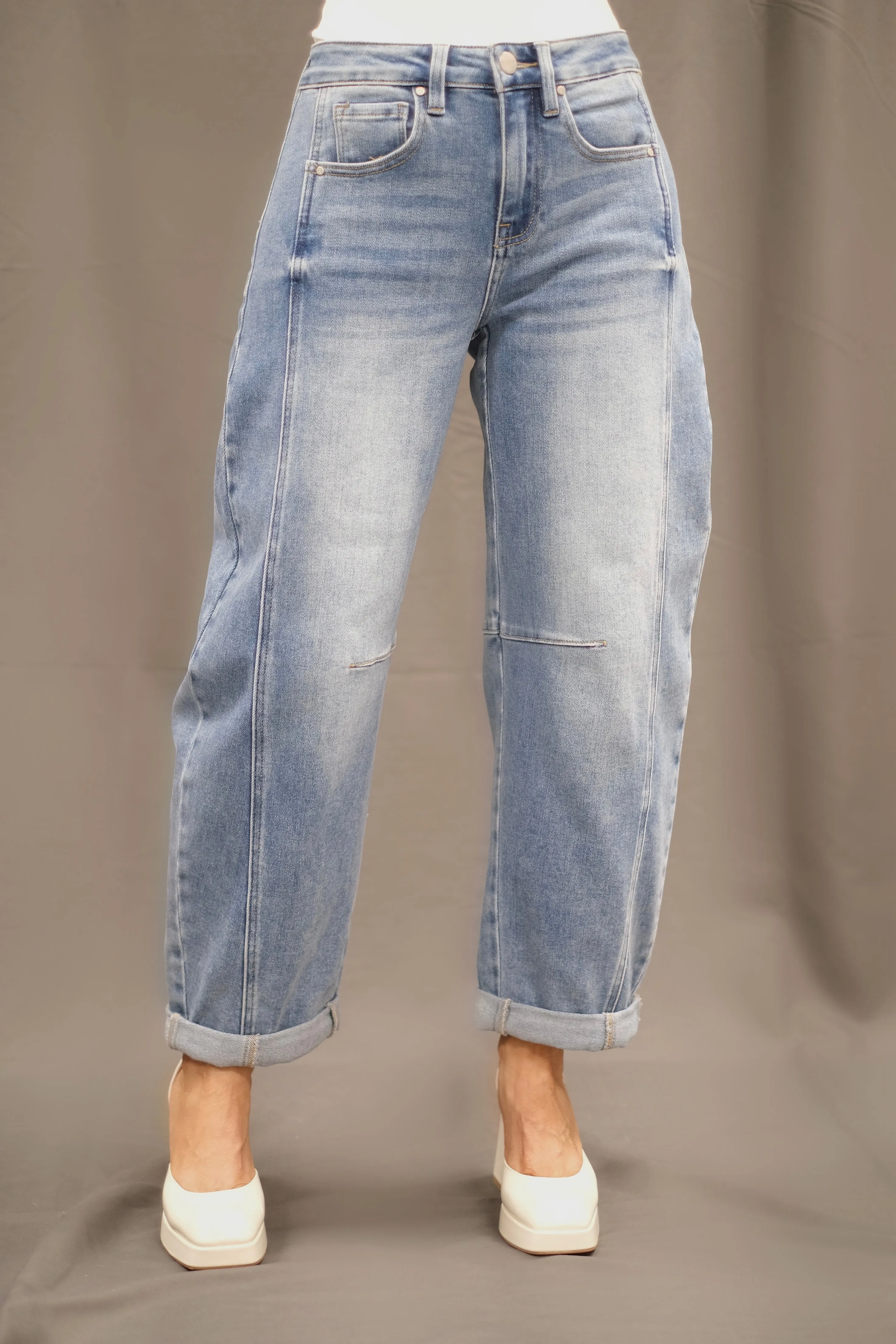 Bri Medium Wash Barrel Jean