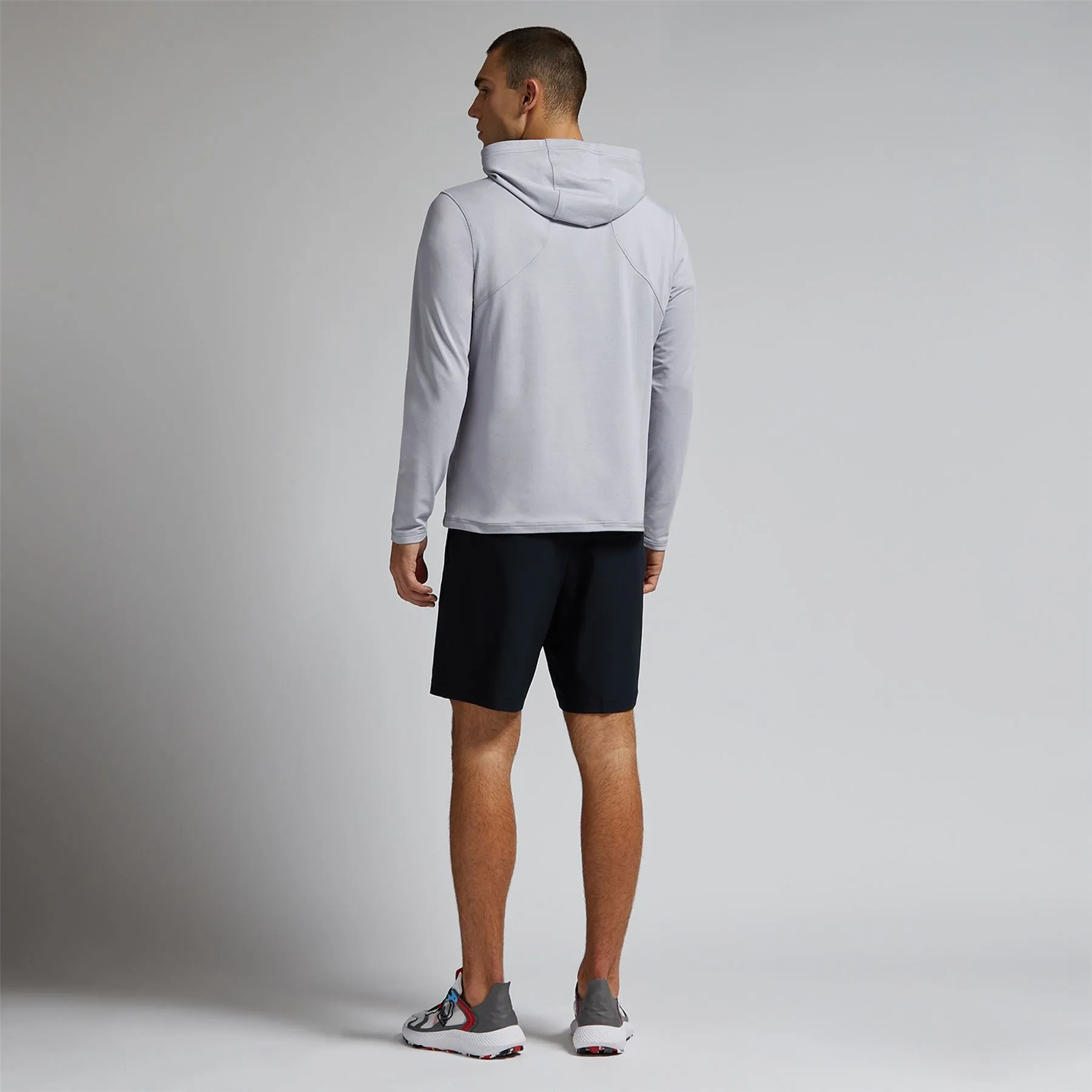 Brushed Back Tech Terry Logo Hoodie Light Heather Gray