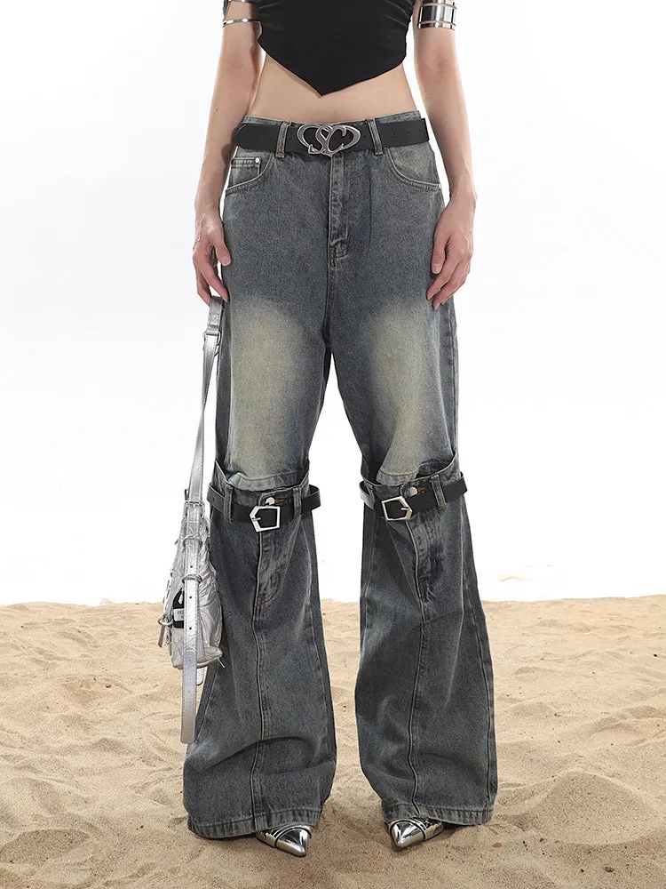 Buckle Knee Distressed Jeans