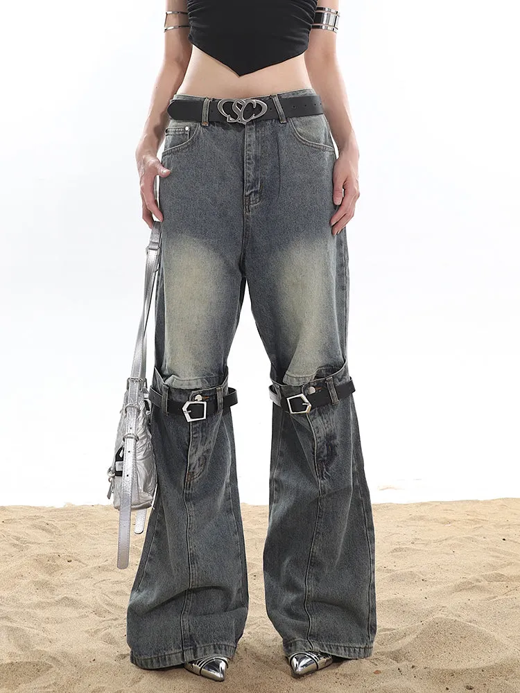 Buckle Knee Distressed Jeans
