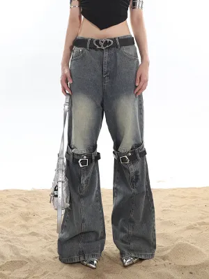 Buckle Knee Distressed Jeans
