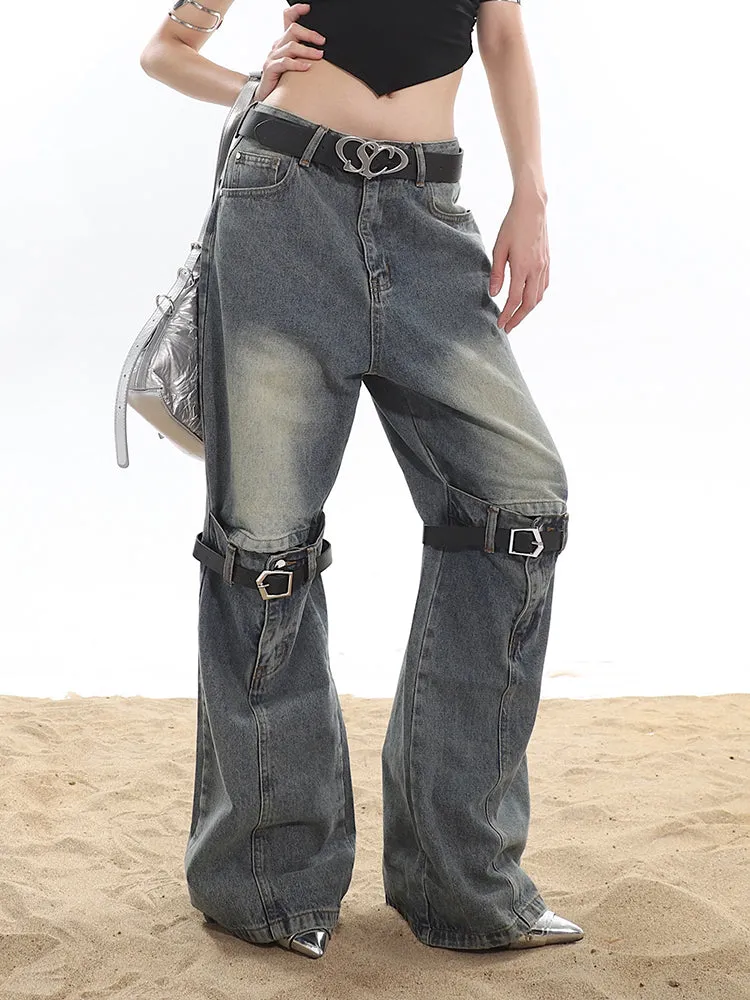 Buckle Knee Distressed Jeans