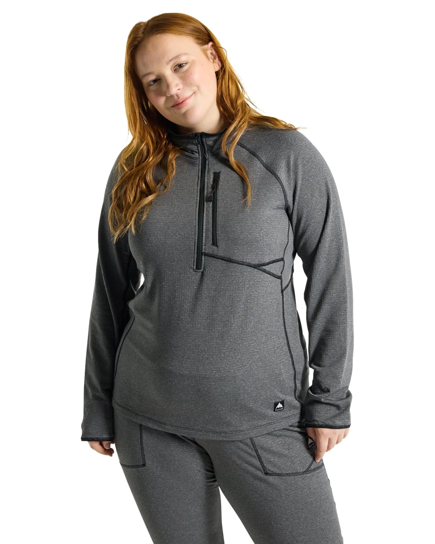Burton Women's Stockrun Grid Half-Zip Fleece - True Black