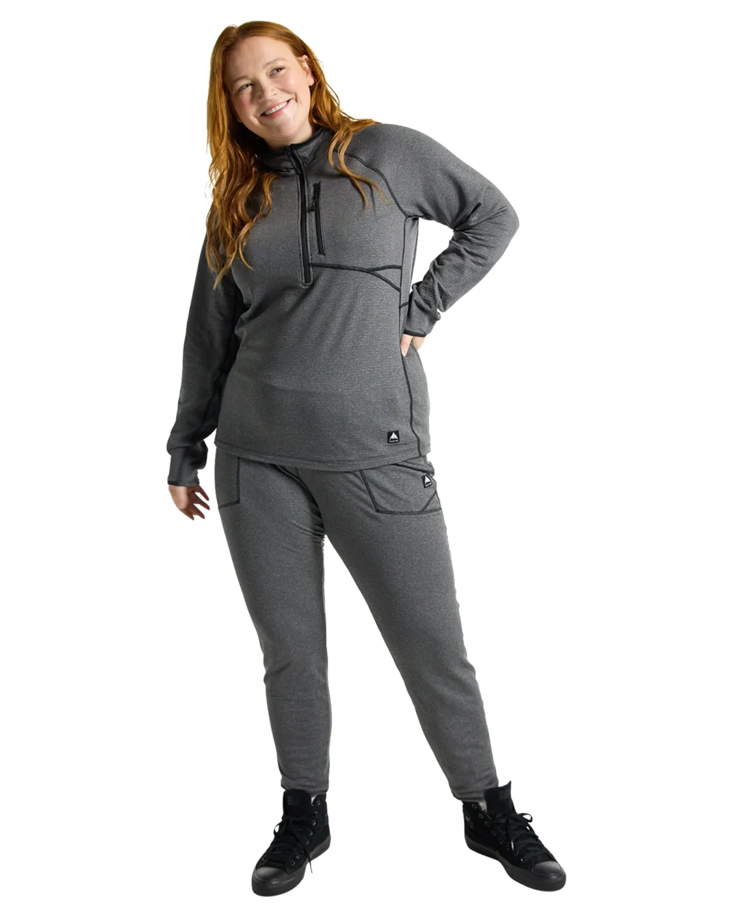 Burton Women's Stockrun Grid Half-Zip Fleece - True Black