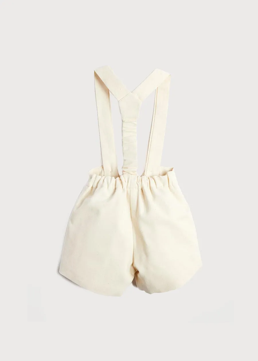 Button Detail Shorts with Braces in Beige (12mths-3yrs)
