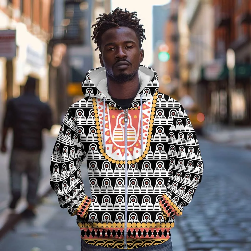 Cameroon Traditional Toghu Pattern Zip Hoodie LT15