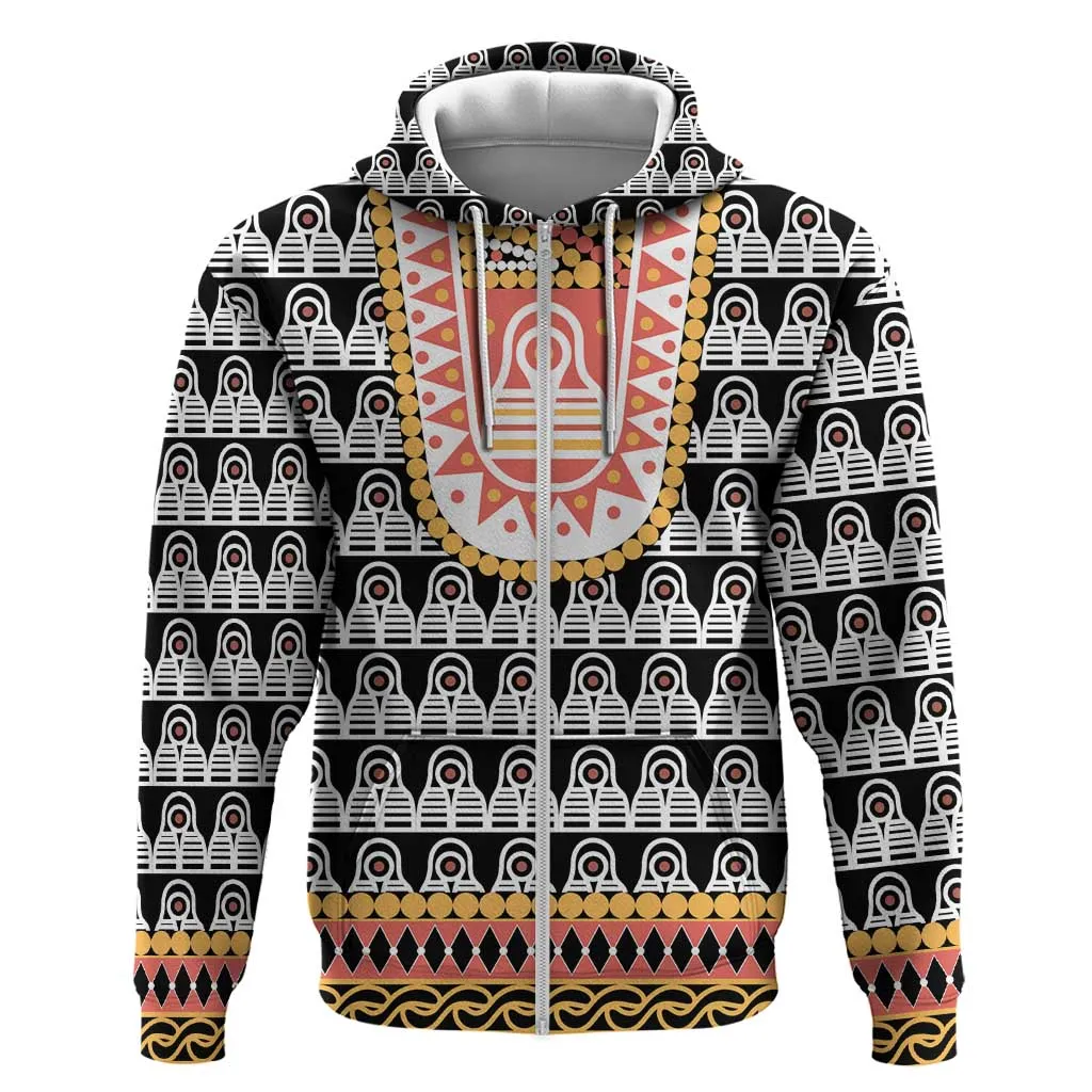 Cameroon Traditional Toghu Pattern Zip Hoodie LT15