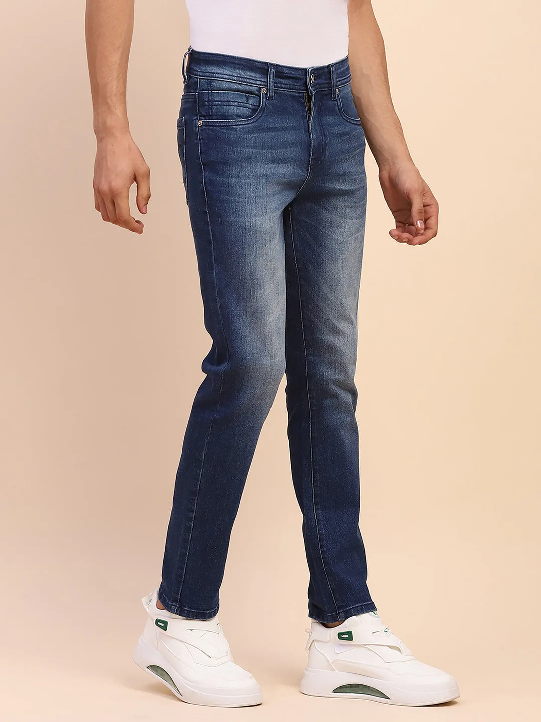 Camla Barcelona Ripped Mid Rise Whiskered Denim Blue Denim
